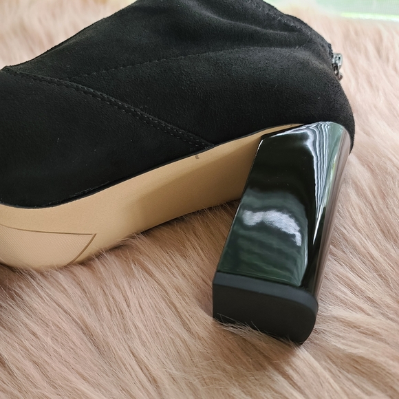 Black Ankle Boots Booties Suede Franco Sarto Block - Picture 7 of 10